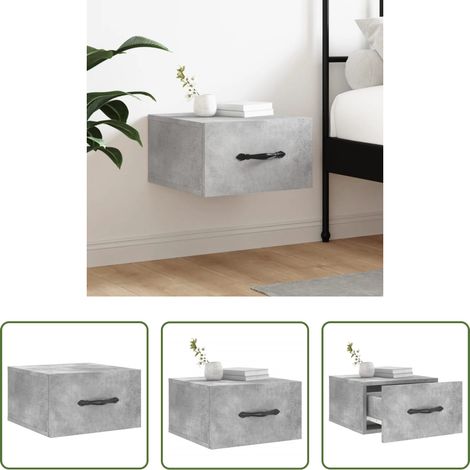 vidaXL Holzwerkstoff - Wand-Nachttisch Betongrau 35x35x20 cm (1/5)