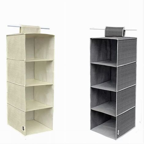 TRADE SHOP - Organizer Per Armadio Con 4 Ripiani Porta Oggetti Salvaspazio 80x30x30 Cm 69702 -