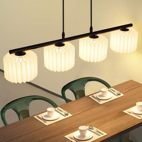 GBLY Pendelleuchte Esstisch Hängelamp Wohnzimmer - Hängeleuchte Lampenschirm Papier Hängend Esszimmerlampe Vintage Esszimmer Lang Pendellampe 4 Flammig Schlafzimmer Esstischlampe (ohne Leuchtmittel)