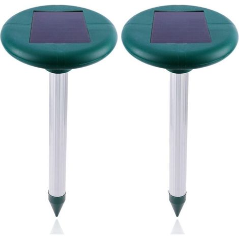 Lot de 2 Répulsifs Solaire pour Jardin, Anti Taupes et Souris Électronique à Ultrasons, Imperméable