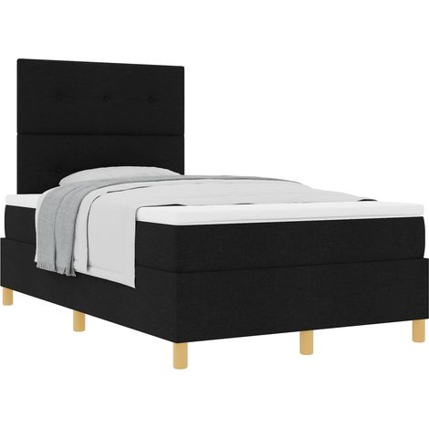 Lit double Lit adulte Lit à ressorts avec matelas Noir 120 x 200 cm tissu (1/5)