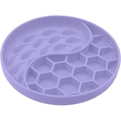 Anti Slip Slow Feeder Dog Bowl, Puzzle Dog Food Dish, 7.56x7.56x1.5 inches Convenient Compact Anti Choking Silicone Pet Bowl (1/5)