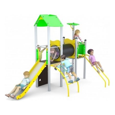 Castello A Doppia Torre Con Scivolo, Gioco Per Parchi Completo Di Arrampicate In Corda, Barre Scivolanti E Ponte A Tunnel