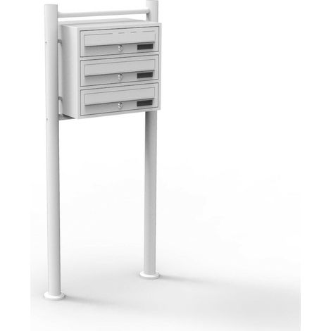 Cassetta postale Block 3 su gambe 3 ingressi in acciaio zincato bianco 160000027
