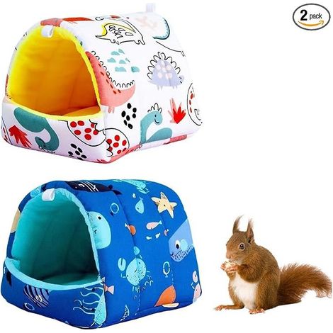 Guinea Pig, House, Cabin Bed, Cabin, for Dwarf Rabbit, Chinchilla, Hedgehog, Guinea Pigs, Squirrels, 20 x 20 cm (1/4)