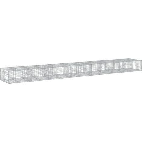 Panier gabion clôture cage mur de soutènement avec couvercle 700 x 100 x 50 cm fer galvanisé Argent