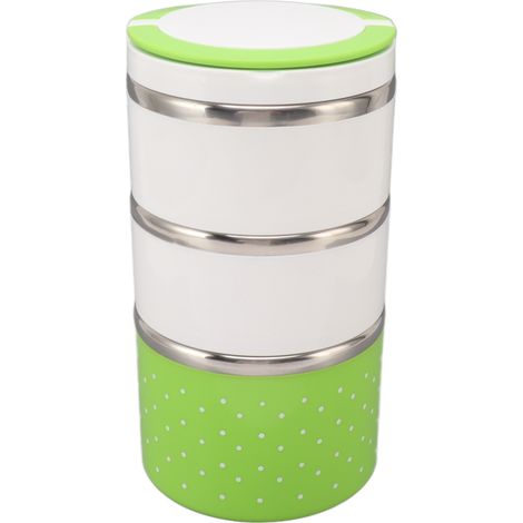 Boîte-repas isotherme en acier inox empilable, étanche et portable pour pique-nique ou fêtes, maintient la fraîcheur des aliments. (1/5)