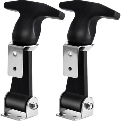 Set di 2 chiusure in gomma per cofano - Elastico in acciaio inox - Impugnatura a T flessibile - Per cassetta degli attrezzi, motore del veicolo