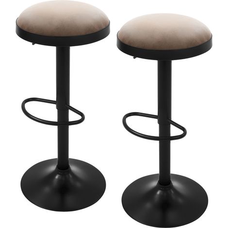 ML-Design Sgabelli per cucina regolabili in altezza imbottiti in schiuma set 2 sedie alte da bar girevoli 360° rivestimento in similpelle struttura in acciaio poggiapiedi per bancone e isola marrone (1/5)