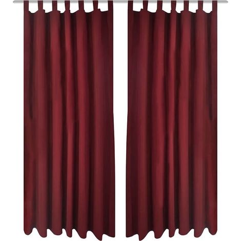 Rideaux en satin, ensemble de 2 pièces, 140 x 175 cm, rouge foncé (1/4)