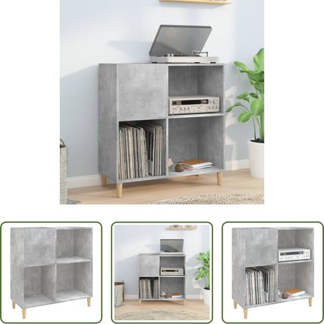 Meuble vinyle -  Armoire à disques gris béton 84,5x38x89 cm bois d'ingénierie (1/5)