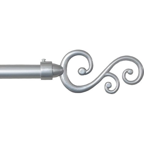 Tringle à Rideau en Fer Vente aux Enchères de Rideaux Anneaux Extensibles 160 300 cm Spirales - Gris