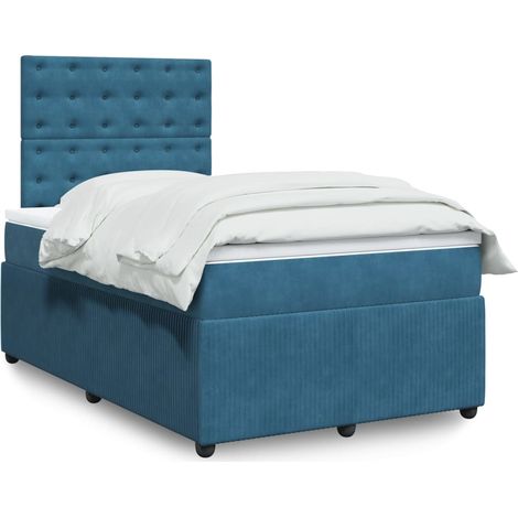 Giroletto a Molle con Materasso Blu 120x190 cm in Velluto vidaXL (1/5)