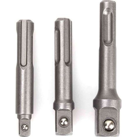 3-teiliges Steckschlüssel-Adapterset – Sechskant auf Vierkant für Bohrmaschinen, Steckschlüssel, Schraubendreher und Bithalter, 1/4", 3/8", 1/2". (1/5)