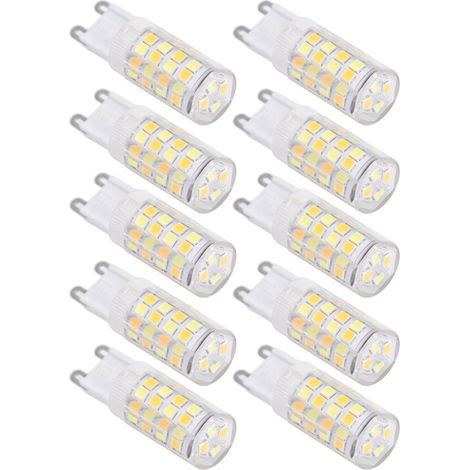 Jeu de 10 ampoules G9 5W 52LED 220V, certification CE+ROHS, 3W/5W/7W, 32/52/64 LED, 3 températures de couleur, pour lustres, plafonniers, appliques et lampes de table. (1/5)