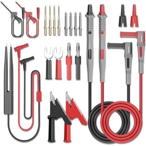 Kit de fils de test multimètre 21 pièces, ensemble de sondes de test électriques numériques avec pinces crocodile, pinces à crochet de test SMD IC, pince de test, sondes tranchantes de précision rempl (1/5)