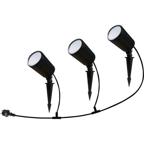 V-TAC LED Gartenstrahler Picket 3x7W Google/Alexa Schwarz CCT RGB+3in1 Dimmbar IP65