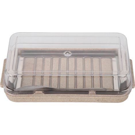 Boîte de Rangement à Beurre en Acier Inoxydable avec Couvercle Transparent pour Cuisine (1/5)