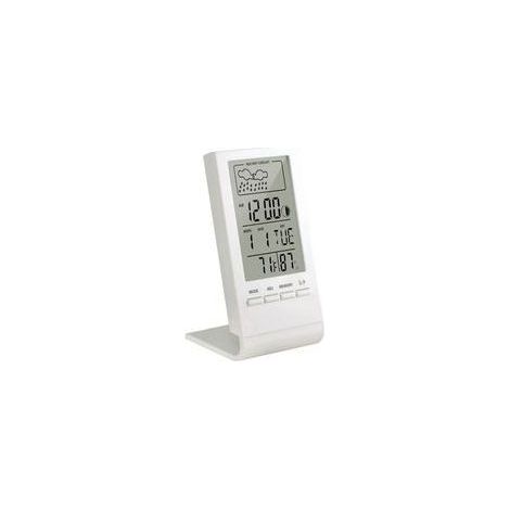 Station météo sans Fil, Thermomètre Hygromètre Baromètre Intérieur Extérieur, Horloge Numérique Réveil avec capteur extérieur Affichage Heure Date Jour Phase de Lune(Blanc) (1/3)
