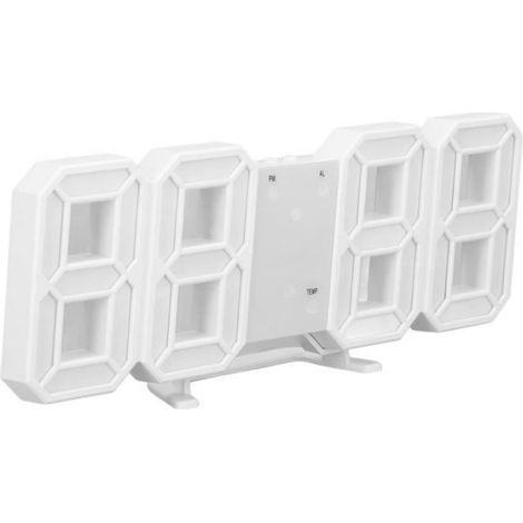petite horloge numérique Horloge murale LED 3D minimaliste avec cadre blanc luminaire pendule Cadre blanc Caractère blanc (1/4)