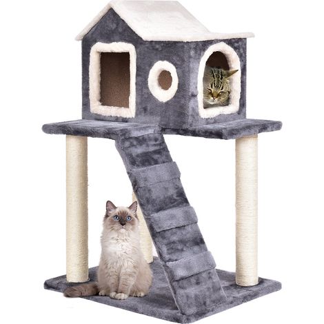 COSTWAY Kratzbaeume für Katzen Katzenbaum Katzenkratzbaum Kletterbaum Spielbaum mit grosser Hoehle (1/5)