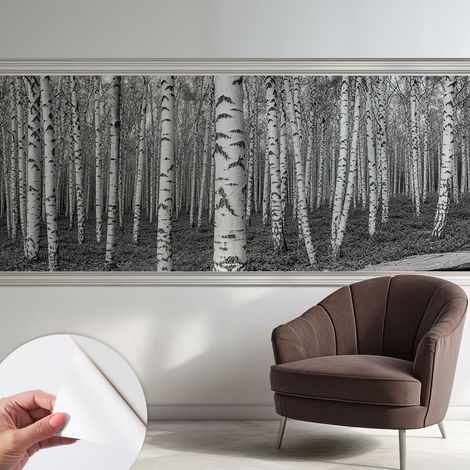 Tapete adhésive moderne pour salon et chambre à coucher Décoration rapide avec colle Forêt de bouleaux 250x104 cm (1/5)