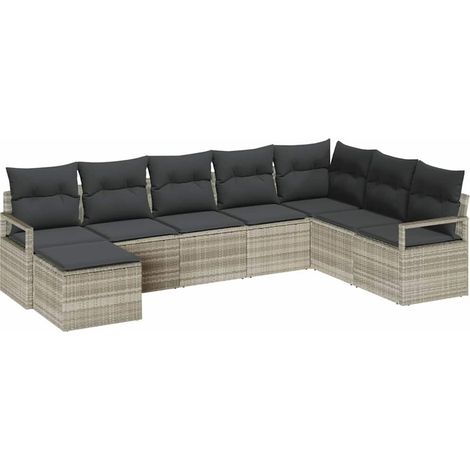 Maison Exclusive - Set di divani con cuscino 7 pcs Grigio chiaro polyrattan (1/5)