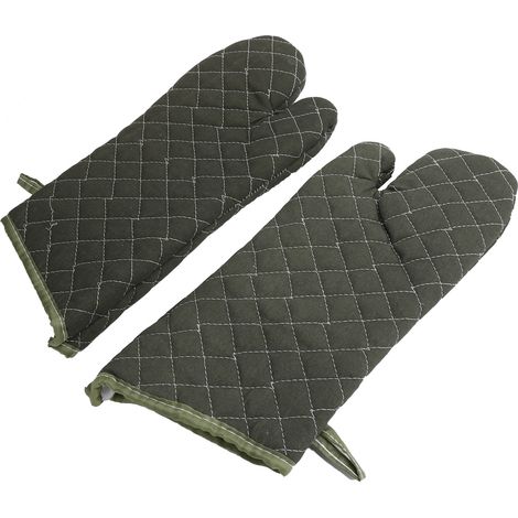 Gants de cuisine verts en coton épais résistant à la chaleur pour four électrique, accessoire de cuisine (1/5)