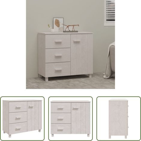 vidaXL Tiroirs coulissants -  Buffet HAMAR Blanc 90x40x80 cm Bois massif de pin (1/5)