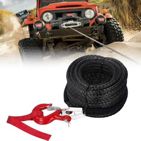 Corde à Treuil, 8mm X 15M, Corde de Remorquage Synthétique 12 Brins avec Gaine de Protection et Crochet Métallique, Compatible avec Camion, SUV, ATV, UTV, Force Traction Maximale 6000kg (1/5)