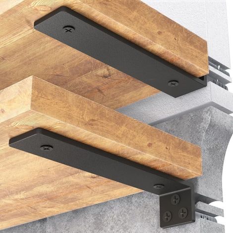 Supports d'étagère triangulaires 15 cm Lot de 4 supports de fixation murale en fer Charge maximale 70 kg Installation facile avec vis (1/5)