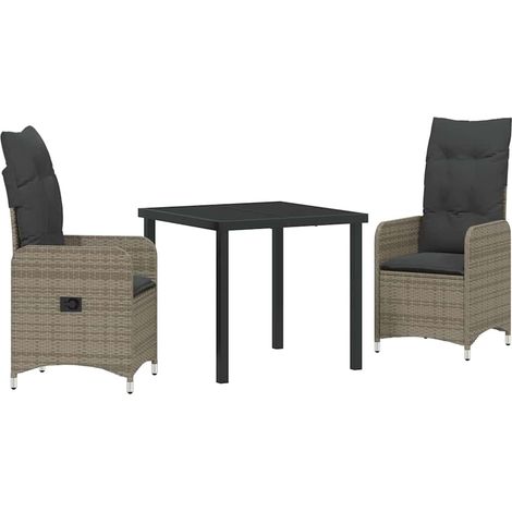 Maison Exclusive - Conjunto de Comedor de Jardín 3 pcs Gris ratán (1/5)