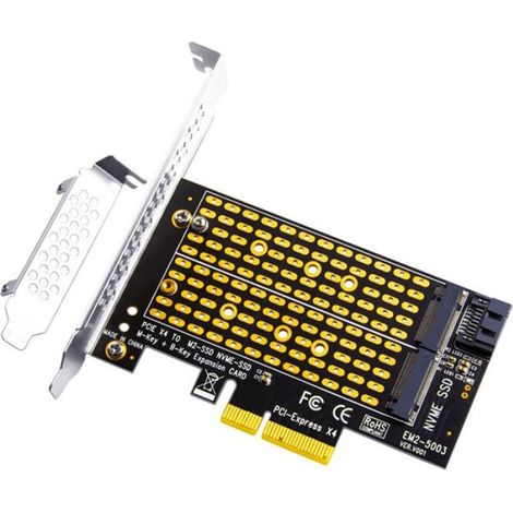 1 Adaptateur PCIE vers M.2, Interface Clé M + Clé B, Support NVME SATA, Pour SSD 2230-2280, Carte Extension (1/5)