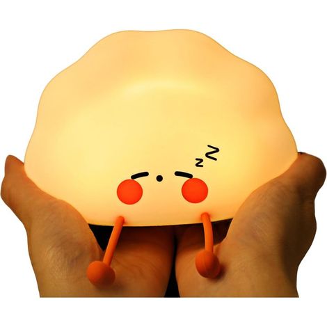 Lampe de Nuit en Forme de Dumpling, Lampe de Chevet en Silicone LED, Lampe de Nuit pour Chambre à Coucher, Température de Couleur Réglable Double avec Lumière Blanche Chaude (1/5)
