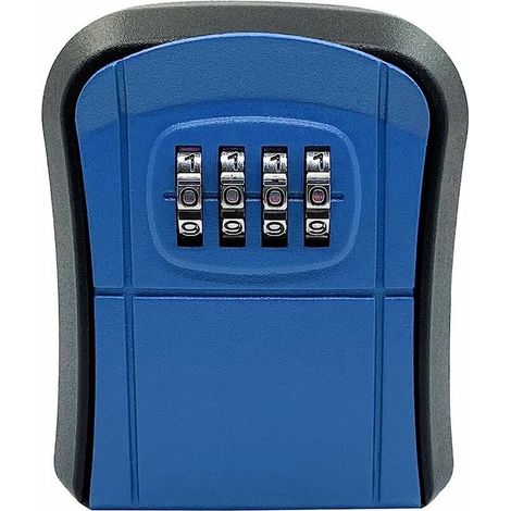 Boîte à Clé Sécurisée, Boite a Code pour Clef, Coffre Fort à Clés Boîte Verrouillable à 4 Chiffres, Serrure à Mot de Passe Murale, Bleu (1/5)