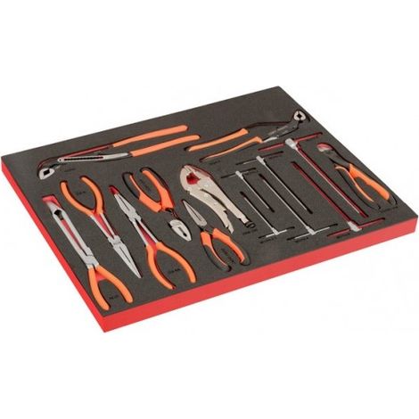 BAHCO - Module mousse Fit&Go 3/3 marquage laser, pinces & clés mâles 6 pans en T - 15 Pc