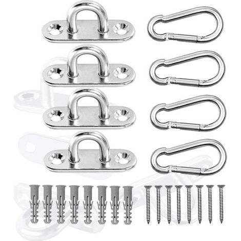 Gancio da soffitto in acciaio inox con portata di 50 kg – piastra ad occhiello allungata per amaca, altalena da yoga e accessori per barche. (1/5)