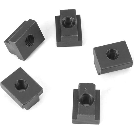 5 écrous à rainure en T finition oxyde noir, filetage M8/10, s'insèrent dans les rainures en T des tables de machines-outils (M8) (1/5)