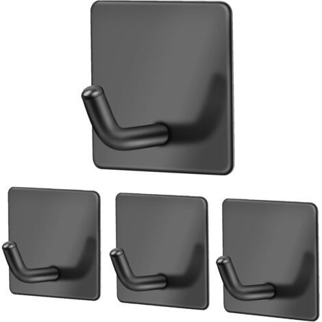 Set mit 4 schwarzen selbstklebenden Wandhaken aus Edelstahl (1/5)