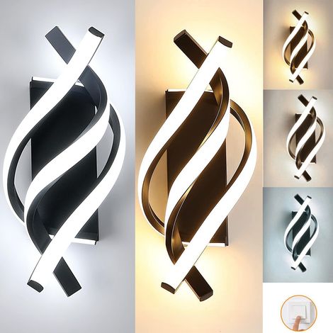 (Noir) Applique murale LED d'intérieur 18 W (noir), température de couleur réglable de 3 000 K à 6 500 K,pour chambre, couloir et escalier (2 pièces) (1/5)