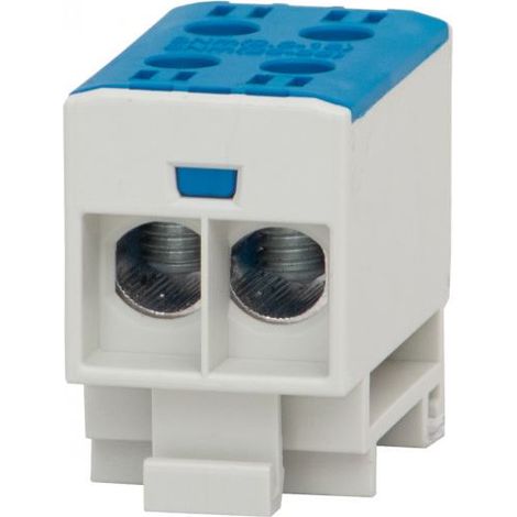 Bornier bipolaire - 2 x 2 x 35 mm² - Bleu - Al/cuivre - Connexion par traction