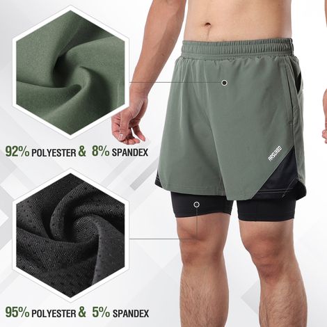 Short de course 2 en 1 pour hommes, avec poches à boucle pour serviette, exercice à séchage rapide pour l'entraînement en salle de sport (1/5)