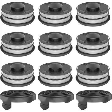 StarRing Set di 4/8/12 bobine di ricambio e coperchi per decespugliatore Einhell GC-ET 4530 3405685, accessori per decespugliatore, filo e tappo (12 pezzi) (1/5)