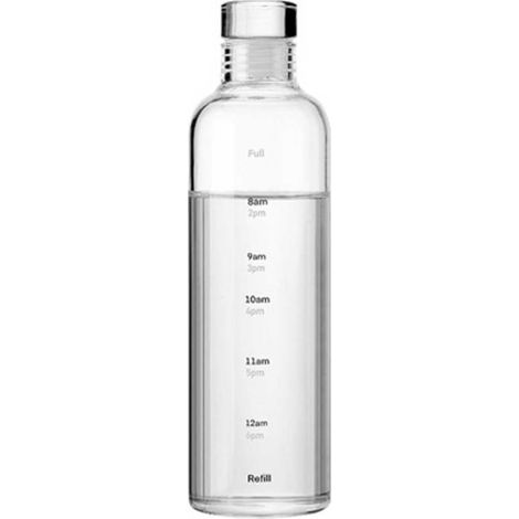 KLVGTIFS PU - Bouteille d'eau en verre transparent avec graduation horaire, 500 ml (1/5)