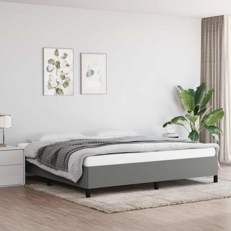 Cama sin colchón tela gris oscuro 200x200 cm (1/5)