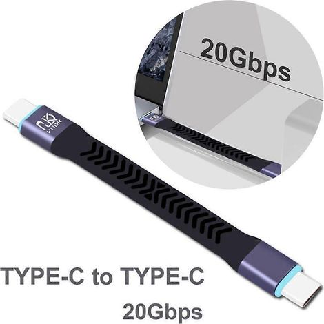 Câble de données USB 3.2 mâle-mâle de type C, rallonge souple et plate, 20 Gbit/s (1/4)