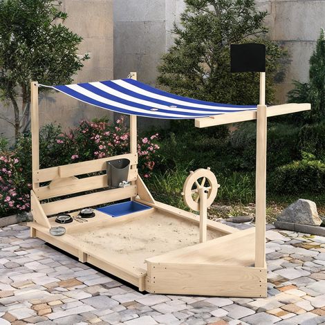 Bac à sable bois naturel en bois de sapin 180 x 103 x 144,5 cm (1/5)