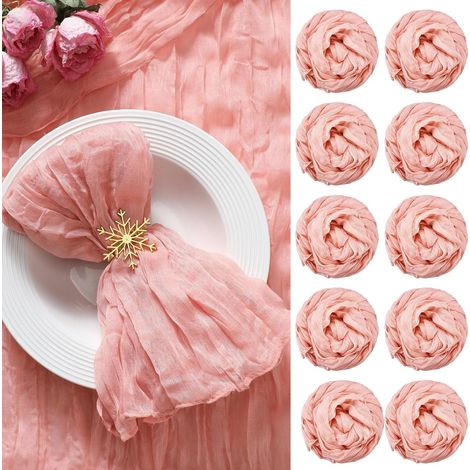Serviettes En Mousseline - 50 x 50 cm - 10 Pièces - Pour Décoration De Table Mariage Fête Anniversaire Baby Shower - Rose (1/5)