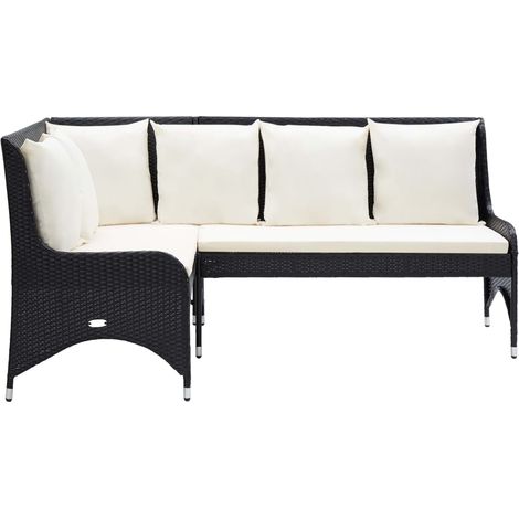 Maison Exclusive - Garten-Ecksofa 2-tlg. Poly Rattan Schwarz