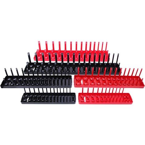 6pcs Support de Prise Support de Douille Métrique/Pouce en Plastique Plateau d'Organisateur Support de Prise Multifonction (1/5)